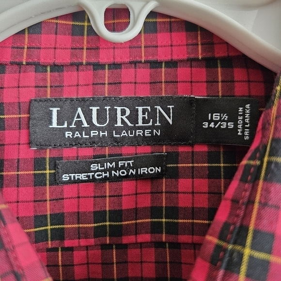 LAUREN Ralph Lauren Black Label Button Down Slim Fit w/ Stretch Sz 16 1/2 34/35 - Picture 3 of 3